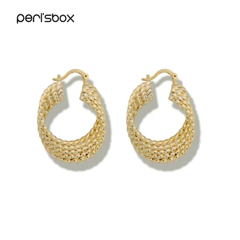 

Peri'sBox Gold Sliver Color Big Twisted Hoop Earrings for Women Metal Multi Circle Earrings Statement Geometric Earrings Bohemia