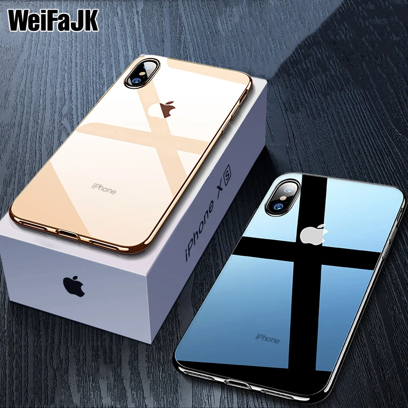 

Luxury Phone Case For iPhone XS Max XS XR Silicone Glitter Plating Edge Cases For iPhone 8 7 6 6s Plus X Transparent Back Cover