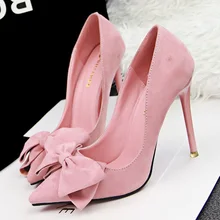 2017 Women Pumps Brand Women Shoes High Heels Sexy Bow Pointed Toe High Heels Ladies Shoes
