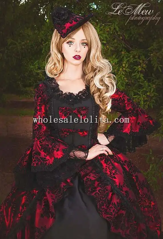 

Custom Flocked Marie Antoinette Style Bustled Gown Your Size/Color