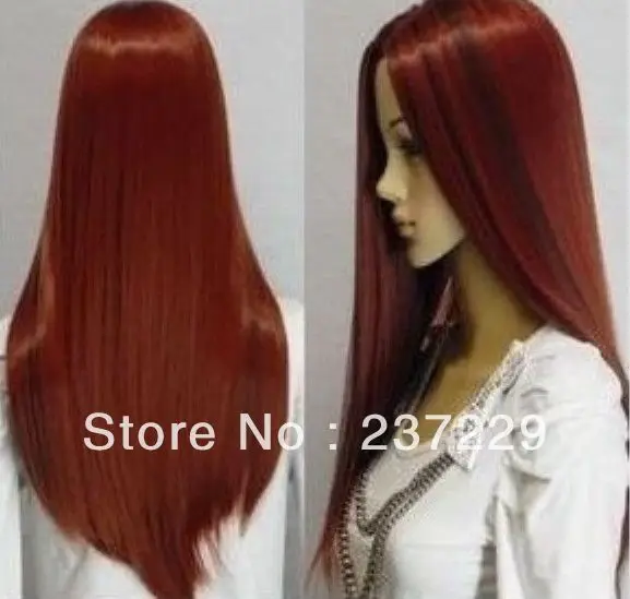 Wholesale price FREE SHIPPING ^^^^New Cosplay long dark red mixed straight manufacture Hair wig |