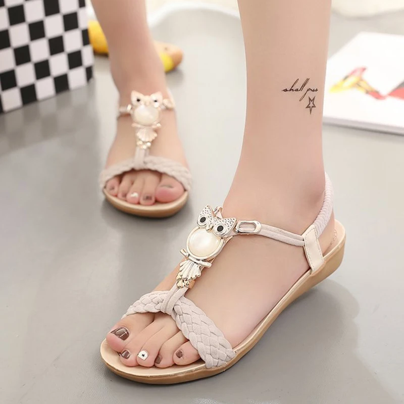 

Women sandals 2018 soft PU leather Rhinestone sandals women Summer fashion sandals women shoes