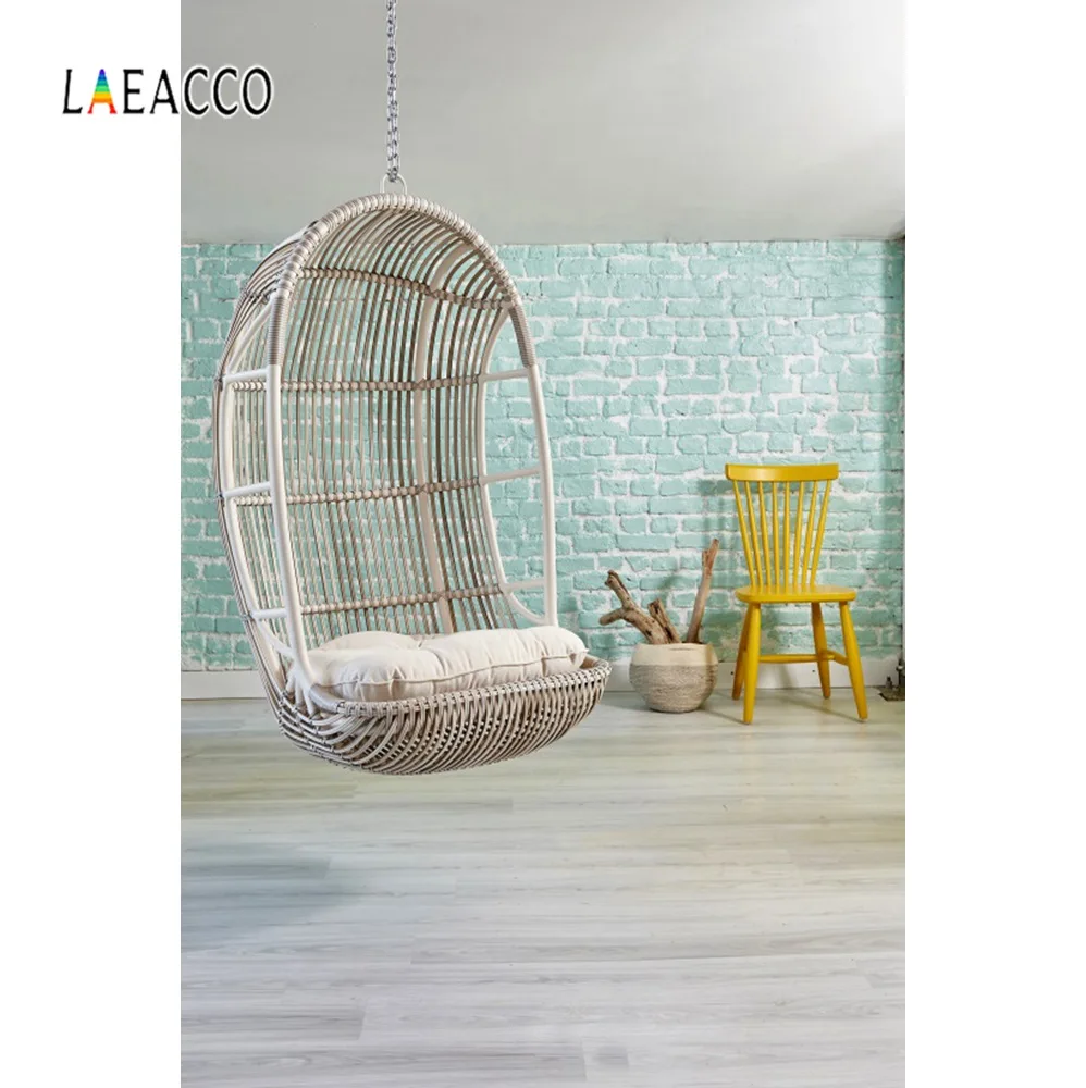 Us 3 59 10 Off Laeacco Gray Playroom Brick Wall Swing Chair Cozy Decor Baby Interior Photography Backdrops Photo Backgrounds For Photo Studio In