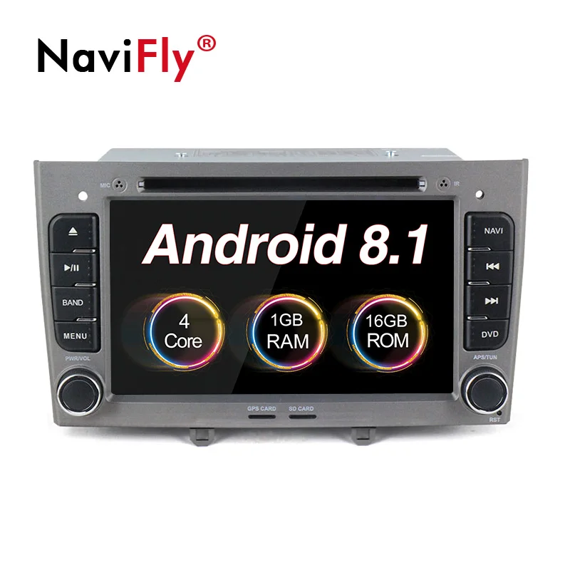 NaviFly 2 din Автомобильный dvd-плеер Android 8,1 Авторадио мультимедийный плеер для PEUGEOT 308 2007-2013408 2011- с gps навигацией