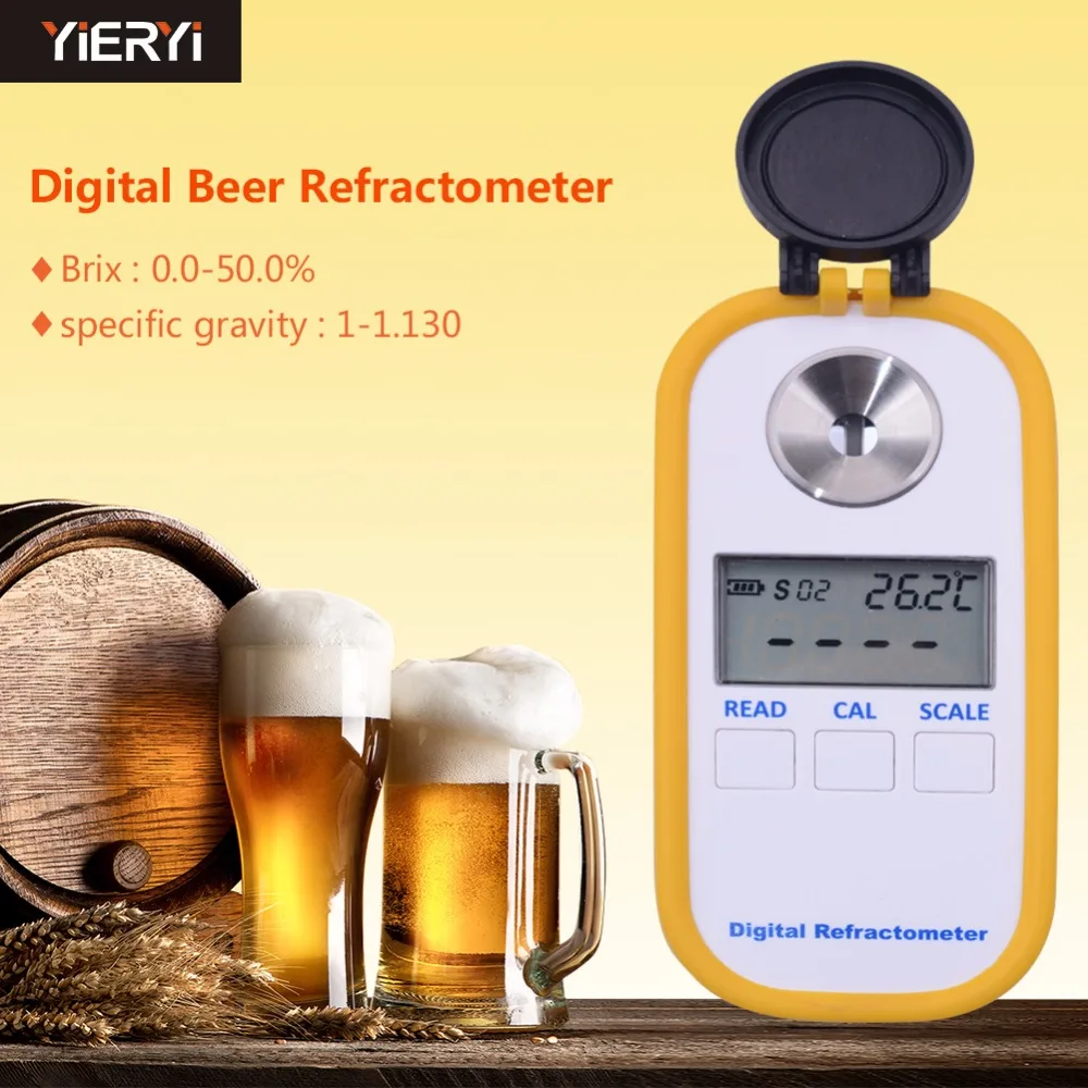 DR402 Beer Concentration Meter Hydrometer Handheld 0-50% Digital Beer Refractometer Refractive Index ATC Beer Measuring Tool