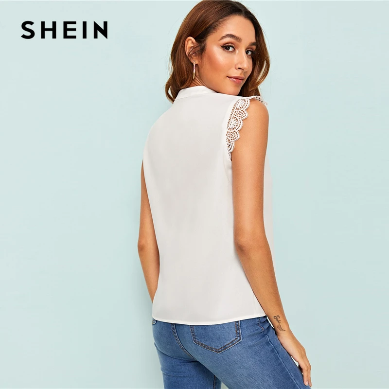 SHEIN أنيقة الأبيض ثقب المفتاح عودة الرباط إدراج مزركش موك الرقبة أعلى طويلة الأكمام بلوزة المرأة الصيف مكتب سيدة قمم و البلوزات SHEIN أنيقة الأبيض ثقب المفتاح عودة الرباط إدراج مزركش موك الرقبة أعلى طويلة الأكمام بلوزة المرأة الصيف مكتب سيدة قمم و البلوزات