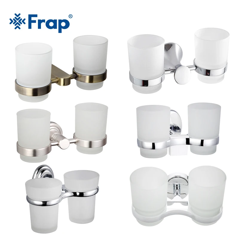 Günstig FRAP Raum Aluminium Zahnbürste Tasse Halter Zink legierung Basis Doppel Tasse Halter Bad Hardware Rost Doppel Glas Tassen Halten