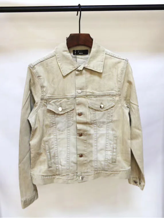 

men vintage wash lt khaki denim trucker jacket