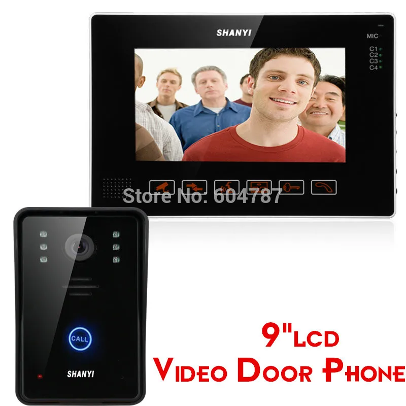 

FREE SHIPPIING 9" Color Monitor Touch Key Video Door Phone Door bell Intercom System IR Camera