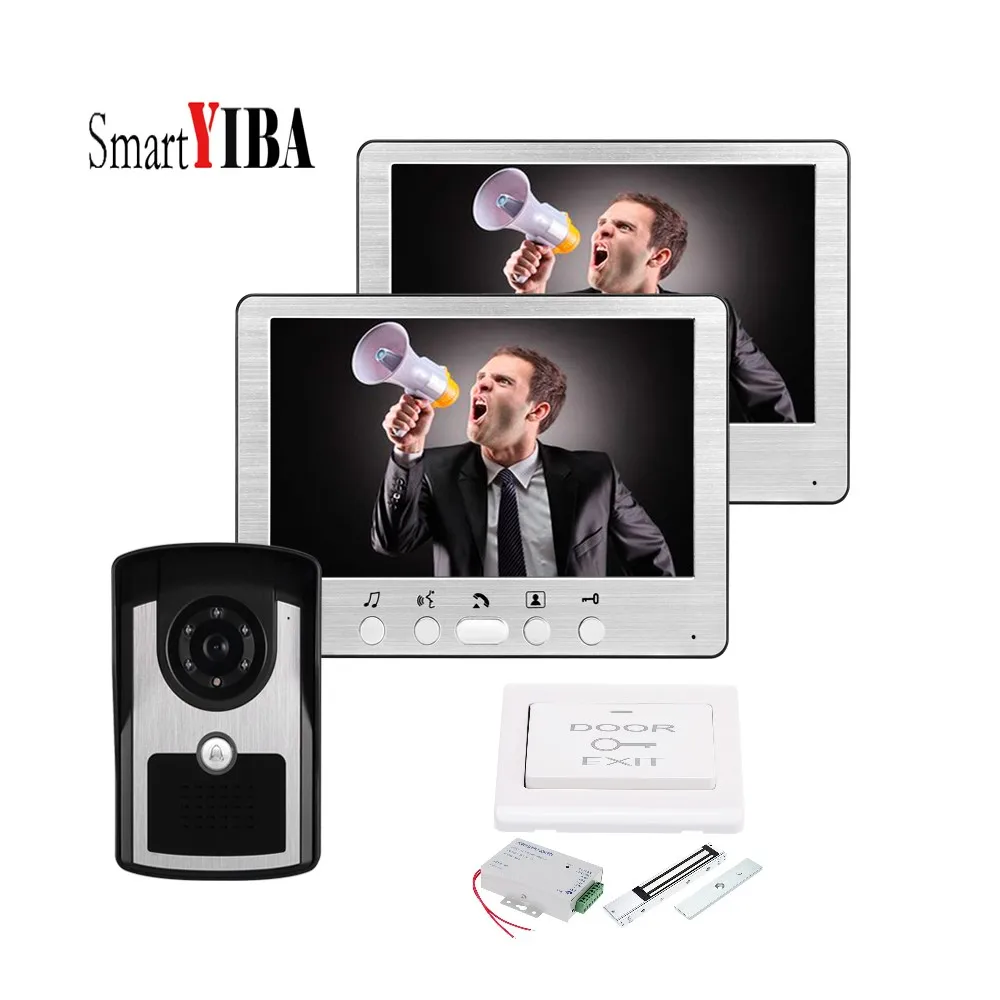 

SmartYIBA 7 Inch TFT LCD Color Wired Video Intercom Doorbell Door Phone System 700TVL IR Outdoor Camera Dual way Door Intercom