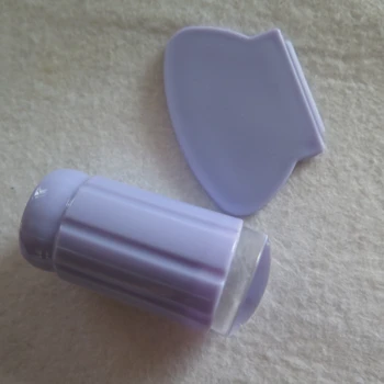 

NA-62 Free Shipping Nail Art Transparent Silicone Top Stamping Image Stamper and Scraper Set Nail Art Tools 10 sets/lot