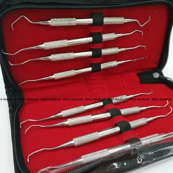 

High quality Dental Gracey curettes Set of 8 Periodontal Scaler Calculus Stainless Steel scaler dental tool kit teeth cleaning