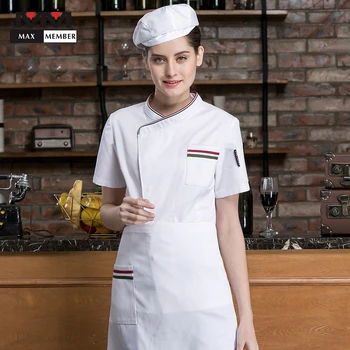 

2019 Short Sleeve Chef Cooking Workwear High Quality 2019 Catering Restaurant Coffee Shop Waiter Uniforms Casual New Clothing