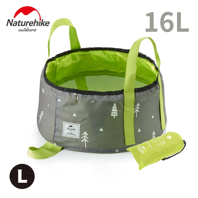 Naturehike 10L/16L Портативный Открытый Сверхлегкий умывальник складной контейнер для воды кемпинг Пикник умывальник ведро PU5000 сумка - Цвет: Gray Green L