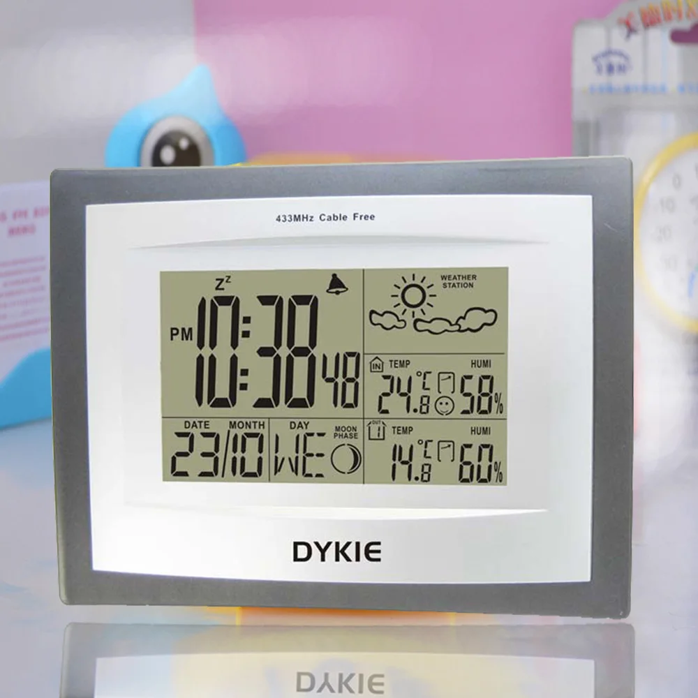 DYKIE Беспроводная метеостанция Lcd экран Indooor открытый с беспроводным передатчиком