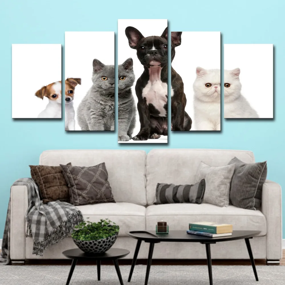 Canvas Paintings Living Room Wall Art HD Prints 5 Pieces Lovely Puppy