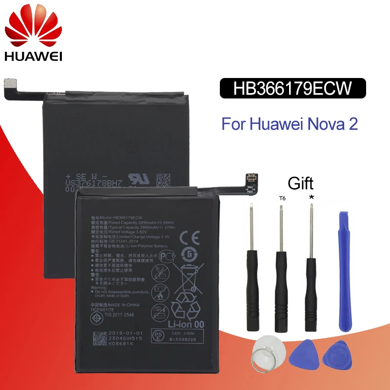 Оригинальная запасная батарея для телефона Hua Wei HB366179ECW Huawei Nova 2 CAZ AL10