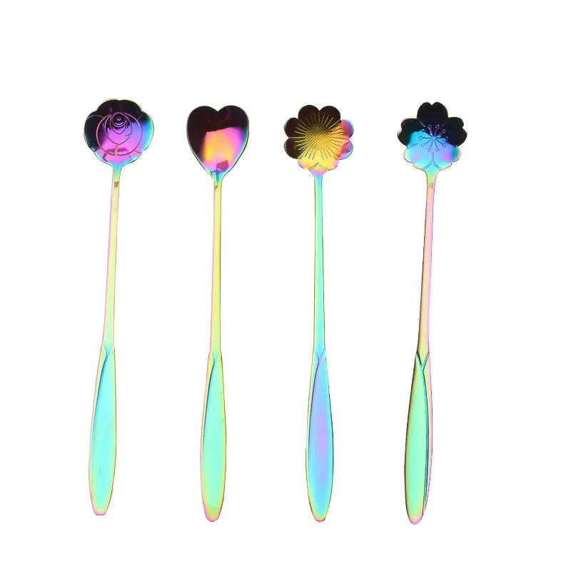 

1 Pcs Tableware Rainbow Flower Coffee Spoon,Stirring Sugar Spoon,Coffee Scoops Stir Bar Spoon,Tea Spoon Kitchen Tableware Tools