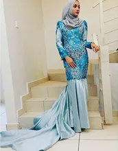 MZYDH03 2016 Elegant Lace Appliques Muslim Wedding Dress With Hijab Dubai/Arabic Crystals Long Sleeve Mermaid Bridal Gown