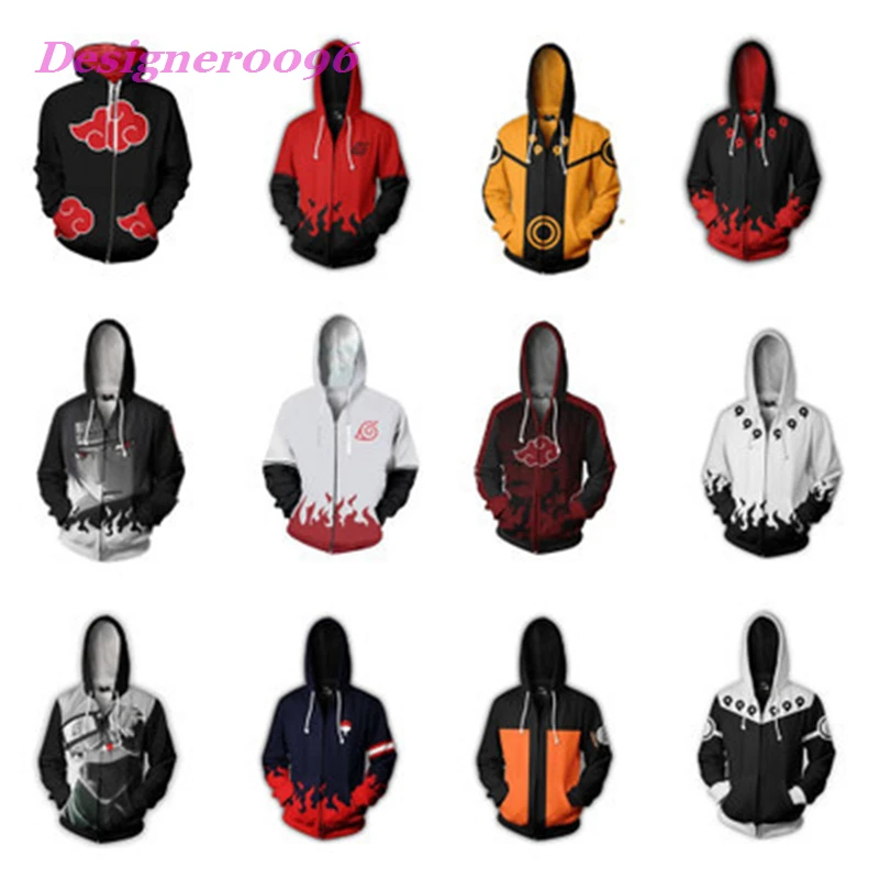 

Anime Naruto cos Uchiha Itachi Cosplay costume Hokage clothes Uzumaki Uchiha Sasuke Adult clothes printed zipper hooded sweater