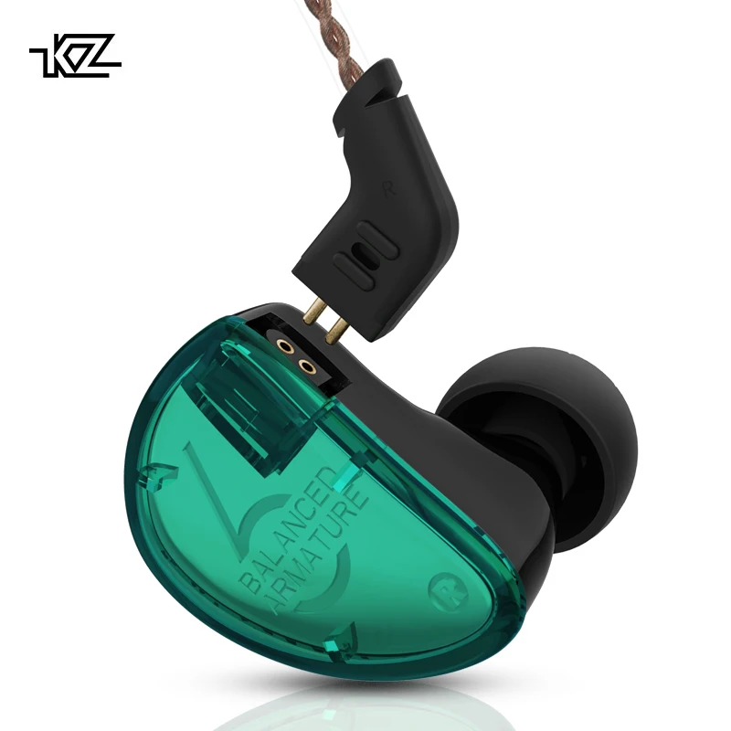 KZ AS06 3BA conducir en el auricular del oído 3 armadura equilibrada desmontable separar 2PIN Cable HIFI Monitor de deportes del auricular de auriculares - 2