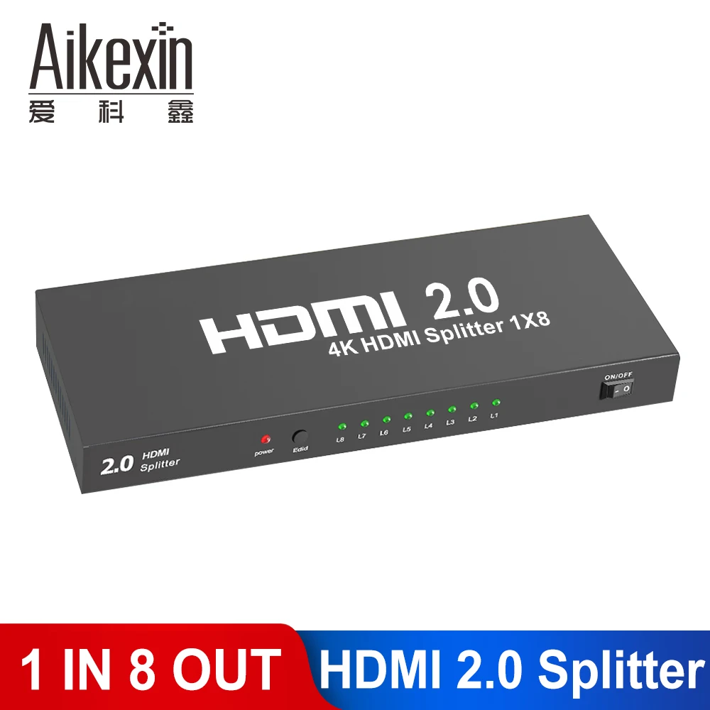 HDMI 2 0 сплиттер 1x8 1 вход 8 Выход усилитель переключатель коробка концентратор HDMI2.0