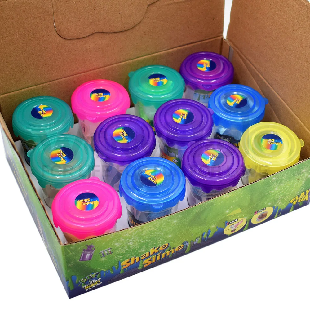 Шейкер слизи 12 случайных цветов с конфетти оптом набор слизи игрушки