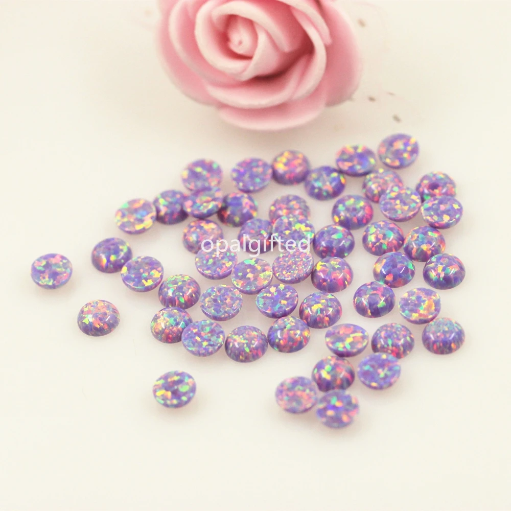 

(50pcs/lot)Loose cabochon opal stone size 5mm synthetic opal with good fire factory direct sale wholesale price for necklace