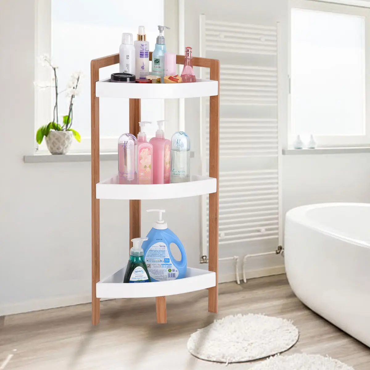 Giantex 3 Tier Corner Shelf Tower Storage Bathroom Wood Rack Stand Organizer Holder Home Furniture HW57019 Giantex 3 Tier Corner Shelf Tower Storage Bathroom Wood Rack Stand Organizer Holder Home Furniture HW57019