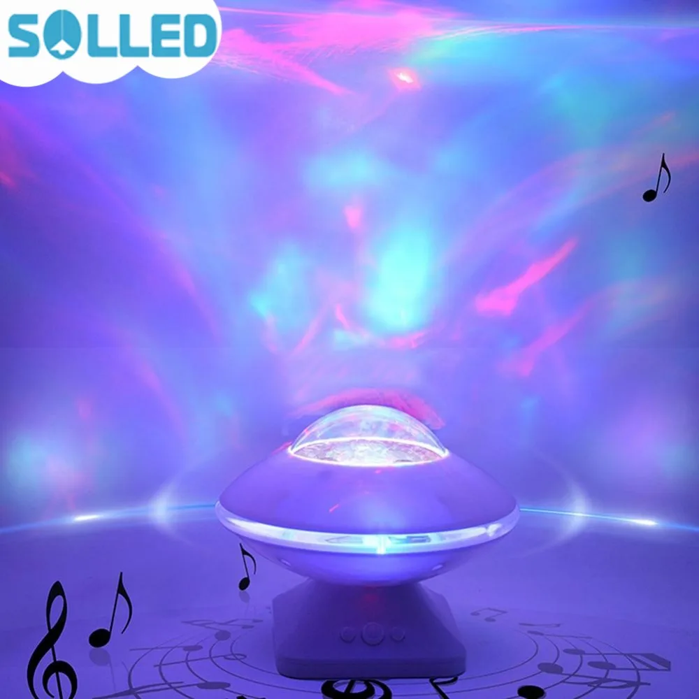 

SOLLED LED Projection Speaker Lamp RGB UFO Crystal Ball Auto Rotating Starry Light Disco Party Night Light