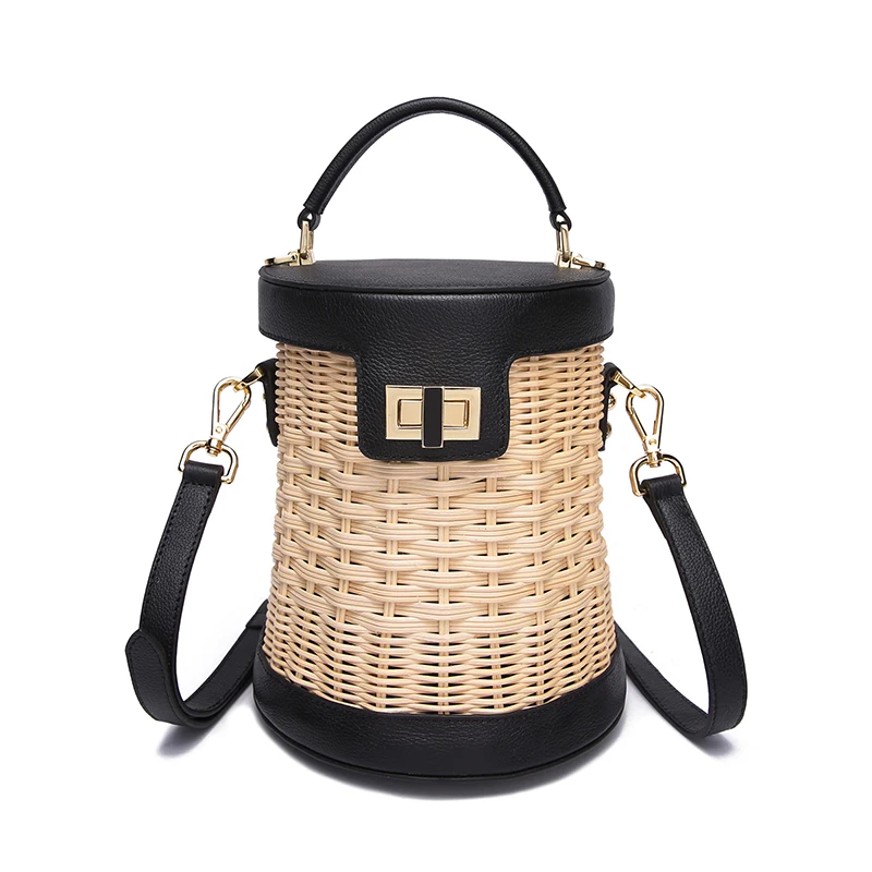 

Free Shipping Hand-woven Rattan Bag, Cowhide Woven Bag, Imported High-grade Rattan, Handmade,handbag, Shoulder Bag Leather Bag
