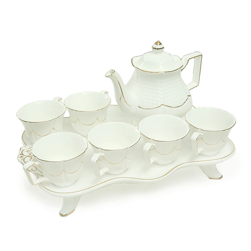 

Europe Style Bone China Coffee Cup Set High-grade Afternoon Tea Ceramic Cup Pot Set with Ceramic Tray Creative Home Drinkware