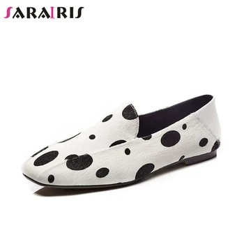 

SARAIRIS Brand New Big Size 33-42 Polka Dot women's Horsehair Loafers Shoes Woman Casual Party Office Spring Autumn Flats