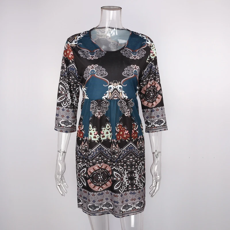 5XL-Large-Size-2019-Long-T-Shirt-Dress-Women-Boho-Dress-Casual-O-Neck-Three-Quarter (3)