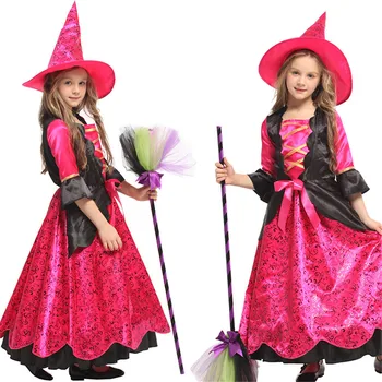 

New Halloween Party Children Kids Cosplay Witch Costume For Girls Halloween Costume Party Witch Dress With purim costume