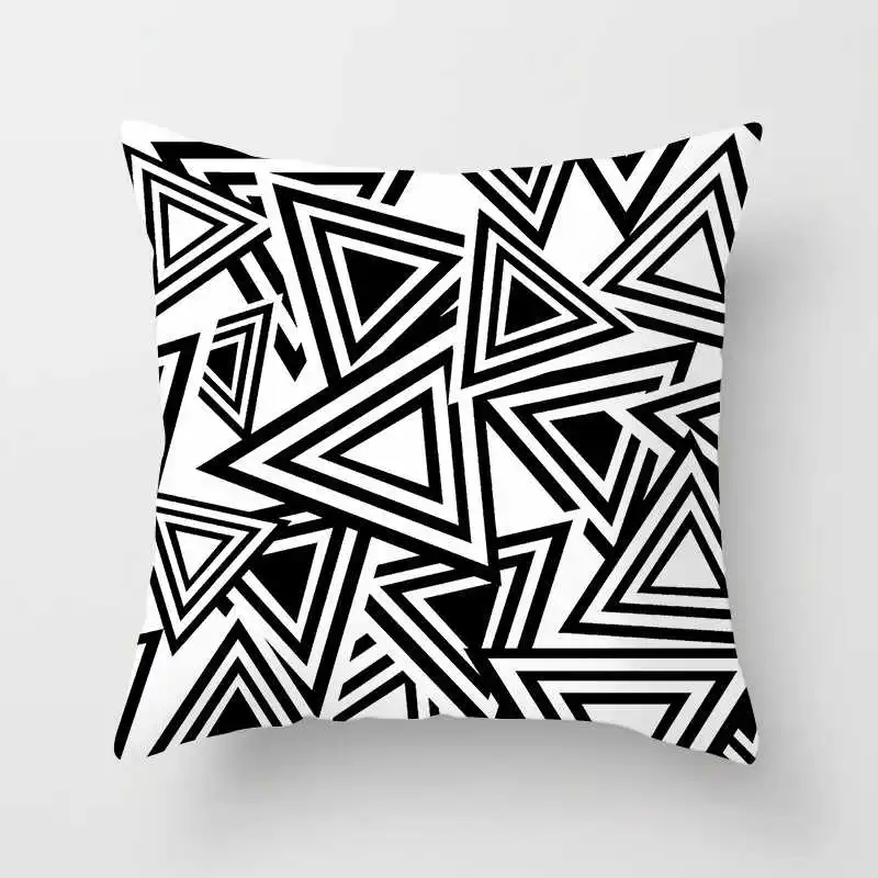 Nordic black and white geometric plaid stripes cushion cover (10)