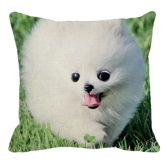 XUNYU, милый чехол для подушки с изображением собачки померанского происхождения, льняной чехол для подушки, декоративная квадратная наволочка для домашнего дивана, 45x45 см, BZ159 - Цвет: 1