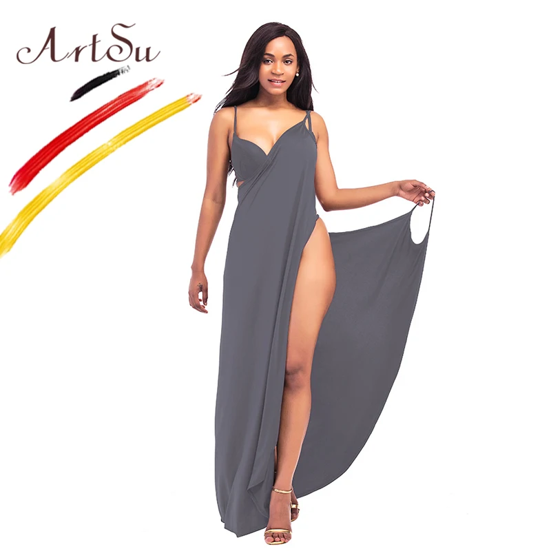 Женское длинное платье с V образным вырезом на тонких бретельках|vestidos plus|maxi vestidosexy