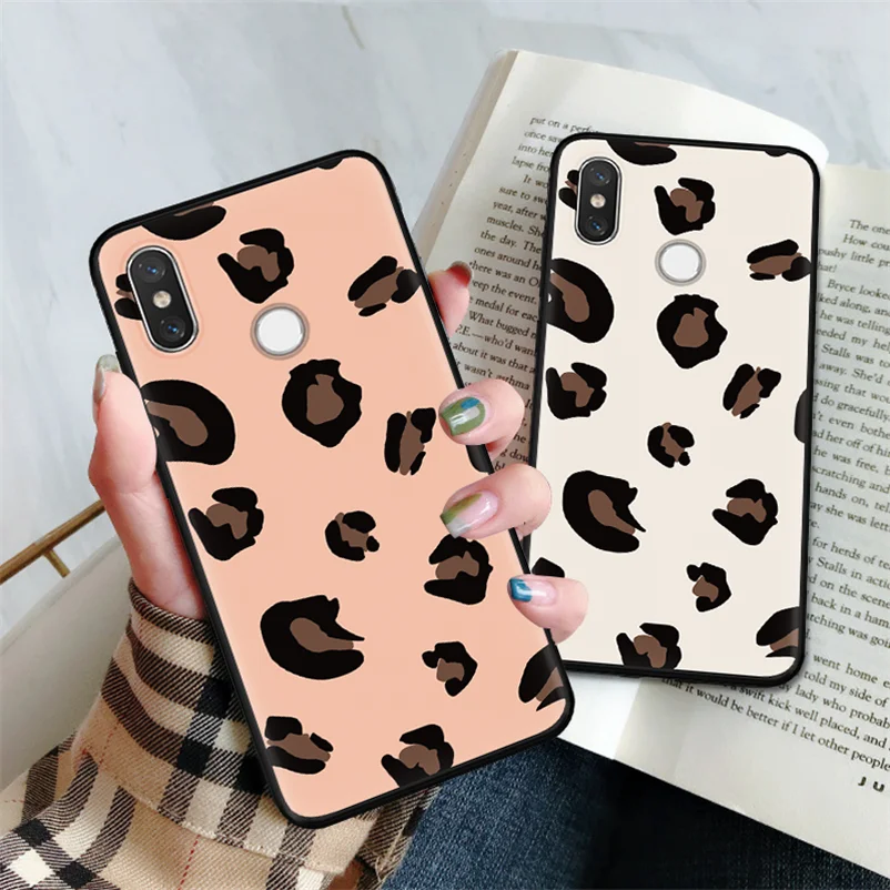 

TPU Luxury For Capa Xiaomi Redmi S2 3 4A 4X 5 Plus 6A Note 3 4X 5 5A 6 7 Pro Mi 9 F1 A1 5X A2 6X 8 Lite Black Matte Leopard Case