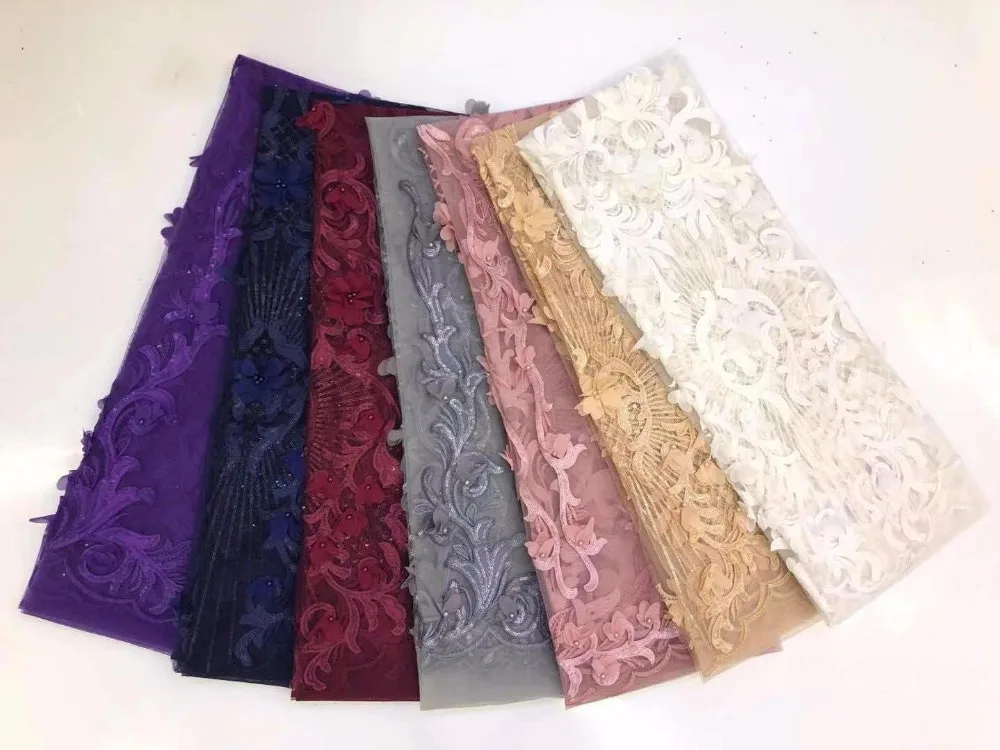 

2018 Latest French Nigerian Laces Fabrics High Quality Tulle African Laces Fabric For Wedding Dress(FJ-12-18