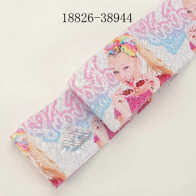18826-38944 Новинка 2 ярдов " 75 мм мультфильм девушка jojo двусторонние пайетки с принтом ленты - Цвет: 18826-38944