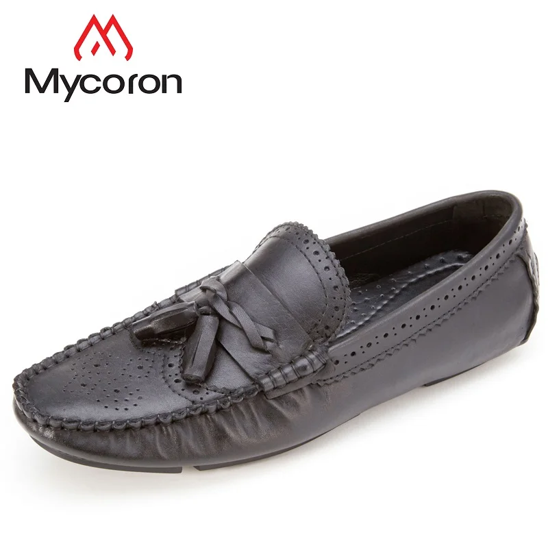 

MYCORON Men Shoes Loafers Breathable Casual Shoes Popular Slip On Flat Shoes Light Handmade Soft Shoes Slip-On Leather Loafers