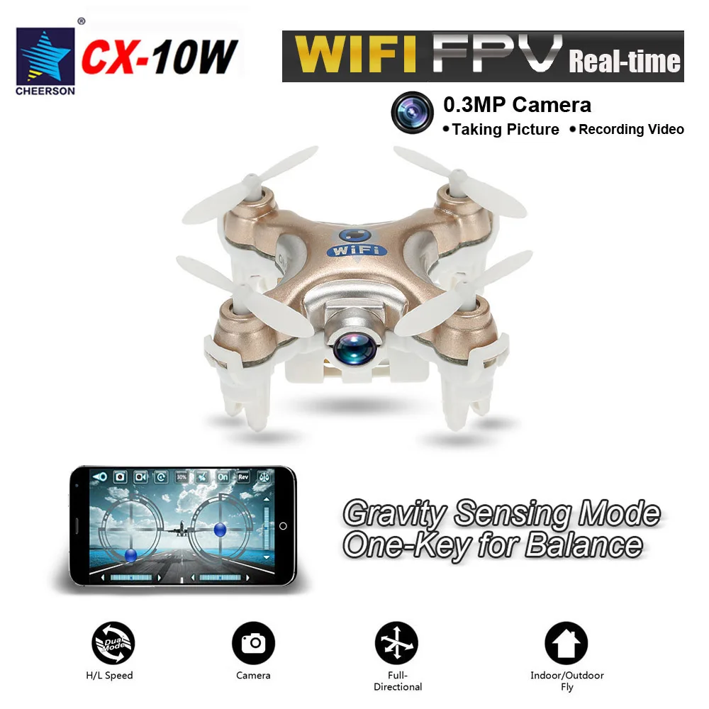 Buy Cheap Mini Original Cheerson CX-10W 4CH 6-Axis Gyro Wifi FPV Quadcopter RTF Mini RC Drone with 0.3MP Camera 3D Flips Function