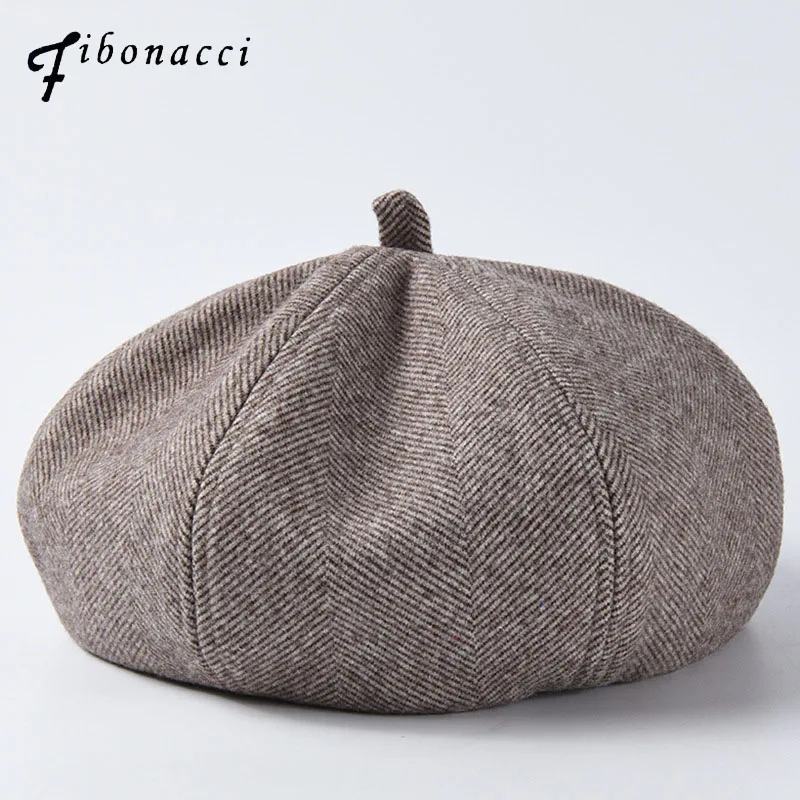 

Fibonacci 2019 New Autumn Winter Hats Vintage Twill Beret Women Pumpkin Cap Hat Headwear Berets