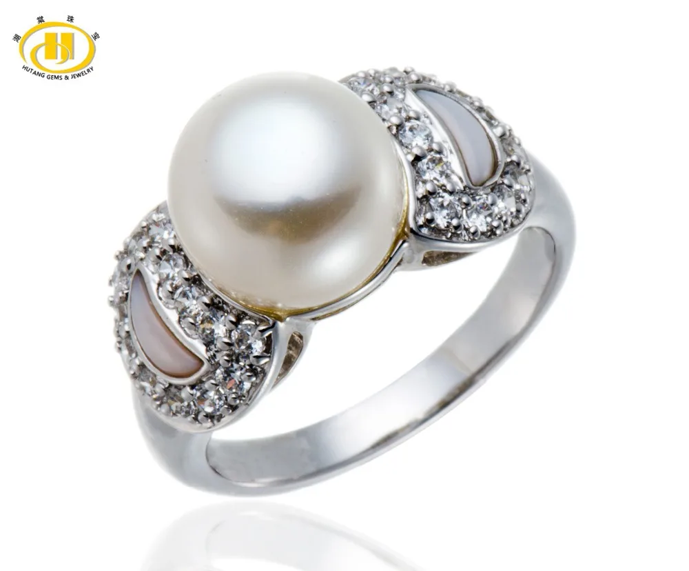 

Hutang FRESHWATER WHITE PEARL GEMSTONE SOLID 925 STERLING SILVER RING (9.5-10MM)