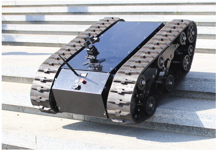 Большая нагрузка RC амортизатор робот гусеничный Танк модель автомобиля шасси с 12 В 300 об/мин Мотор высокая нержавеющая сталь пластины металлические треки