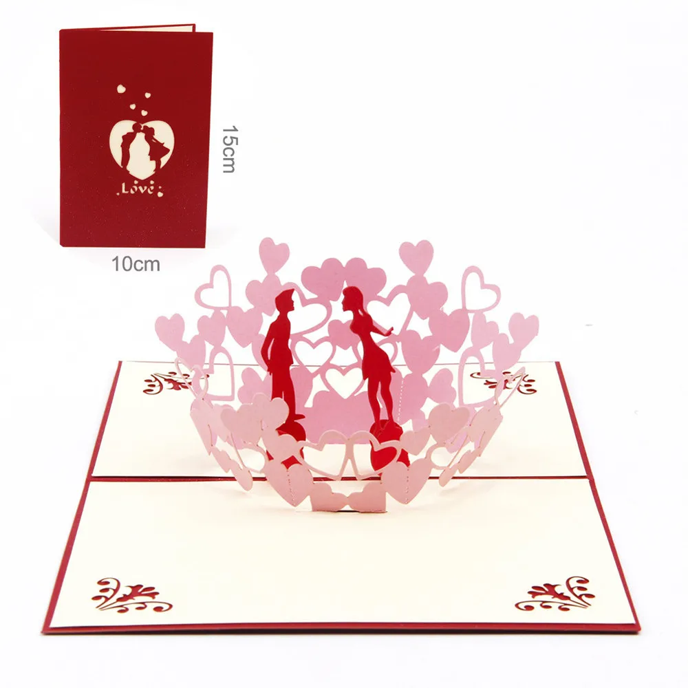 3D всплывающие карты свадебные Lover с днем рождения Юбилей поздравительные открытки Carte Postale# P