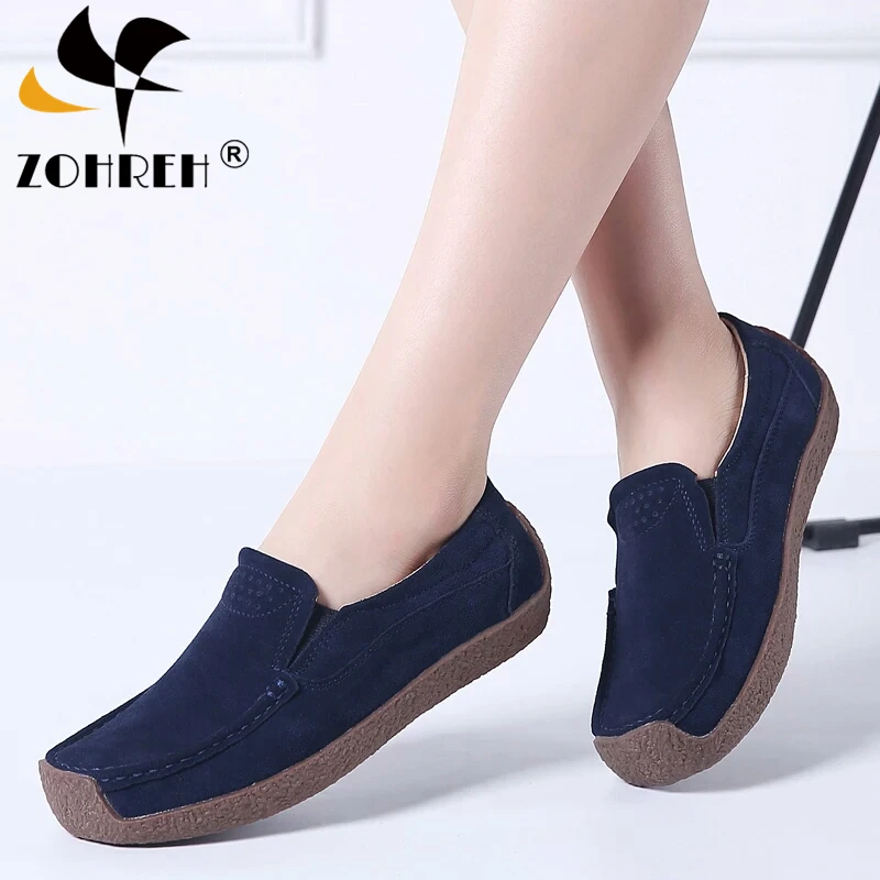 

2019 New Spring Flats Loafers Shoes For Women Leather Suede Chaussure Femme Slip On Ballerina Oxford Woman Sneakers Plus Size