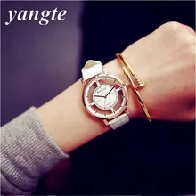 YANGTE Relojes Mujer 2017 Squelette Montre Dames Quartz Montre-Bracelet Femmes Montre Montre Femme Mode Genève Montre Femmes AB1142