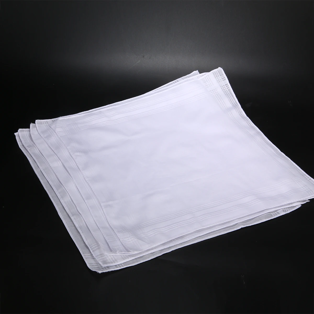 High Quality Cotton Handkerchiefs 5pcs Solid White Washable Pocket Square Hankie Hanky with Stripe Men 40*40cm Square